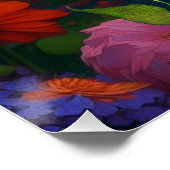 Schattige Sinaasappel Cat in Flowers Perfect Poster (Hoek)