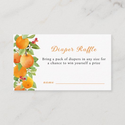 Schattige Sinaasappel Clementine Luier Raffle Baby Informatiekaartje (Voorkant)