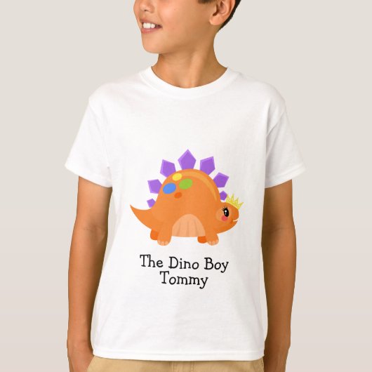 Schattige Sinaasappel De Dino Boy Kinderen Basic T T-shirt (Voorkant)