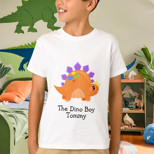 Schattige Sinaasappel De Dino Boy Kinderen Basic T T-shirt