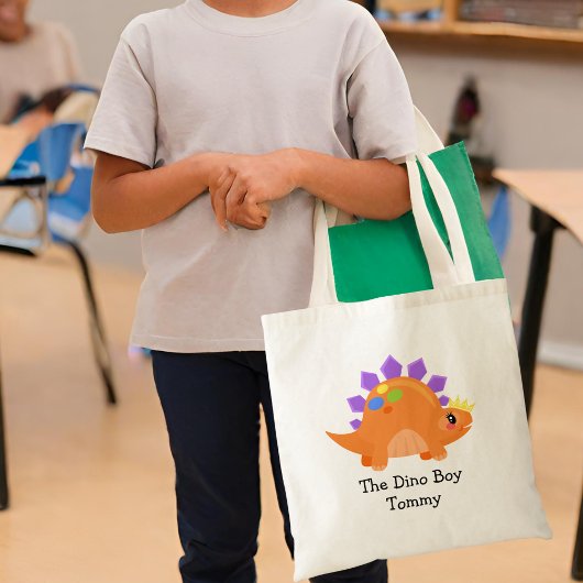 Schattige Sinaasappel De Dino Boy Kinderen Tote Bag