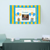 Schattige Sinaasappel en blauw Happy Birthday gepe Spandoek (Beurs)