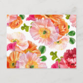 Schattige Sinaasappel en Bright Pink Floral Advice Informatiekaartje (Achterkant)