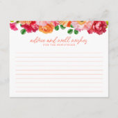 Schattige Sinaasappel en Bright Pink Floral Advice Informatiekaartje (Voorkant)