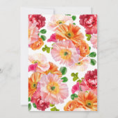 Schattige Sinaasappel en Bright Pink Floral Vrijge Kaart (Achterkant)