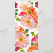 Schattige Sinaasappel en Bright Pink Floral Vrijge Menu (Achterkant)