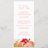 Schattige Sinaasappel en Bright Pink Floral Vrijge Menu (Voorkant)