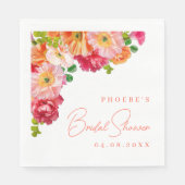 Schattige Sinaasappel en Bright Pink Floral Vrijge Servet (Voorkant)