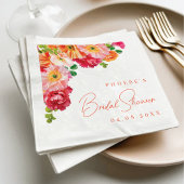 Schattige Sinaasappel en Bright Pink Floral Vrijge Servet