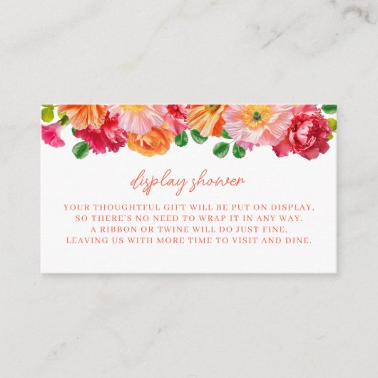 Schattige Sinaasappel en felroze bloemendisplay Informatiekaartje (Voorkant)