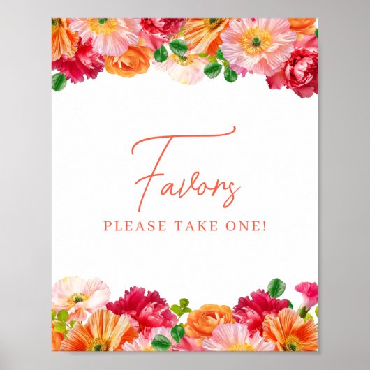 Schattige Sinaasappel en Helder Roze Bloemen Favor Poster (Voorkant)