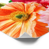 Schattige Sinaasappel en Helder Roze Bloemen Welko Poster (Hoek)