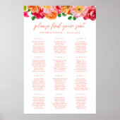 Schattige Sinaasappel en Helder Roze Bloemen Zitka Poster (Voorkant)