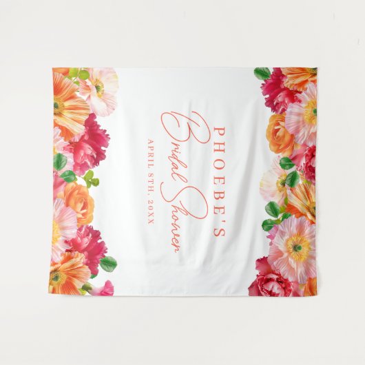 Schattige Sinaasappel en Roze Bloemen Vrijgezellen Wandkleed