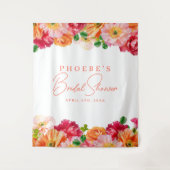 Schattige Sinaasappel en Roze Bloemen Vrijgezellen Wandkleed (Voorkant)