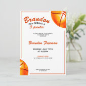 Schattige Sinaasappel en wit basketbal 3e verjaard Kaart (Staand voorkant)