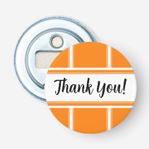 Schattige Sinaasappel en Wit Dank U wel Button Flesopener