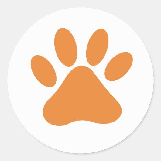 Schattige Sinaasappel en wit Pet Paw Print Ronde Sticker (Voorkant)