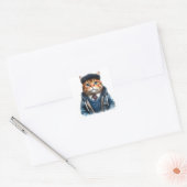 Schattige Sinaasappel en wit Tabby Cat Dragen een  Vierkante Sticker (Envelop)