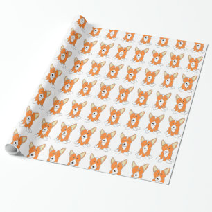 Schattige Sinaasappel en witte Cartoon Corgi Dog Cadeaupapier