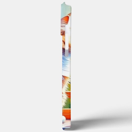 Schattige Sinaasappel en witte kat zitten in stads Case-Mate iPhone Case (Achterkant / Links)