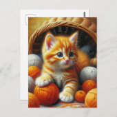 Schattige Sinaasappel en witte kitten spelen in ga Briefkaart (Voorkant / Achterkant)