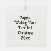 Schattige Sinaasappel en witte kitten spelen in ga Keramisch Ornament (Achterkant)