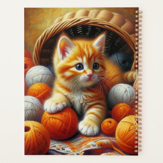 Schattige Sinaasappel en witte kitten spelen in ga Planner (Achterkant)