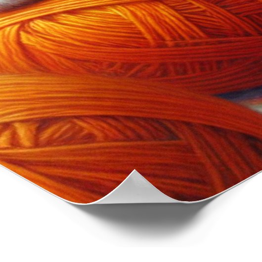 Schattige Sinaasappel en witte kitten spelen in ga Poster (Hoek)