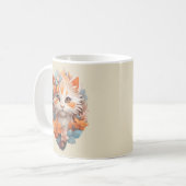 Schattige Sinaasappel Floral Kitty Cat Koffiemok (Voorkant links)