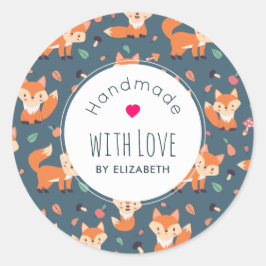 Schattige Sinaasappel Fox Animal Pattern Handgemaa Ronde Sticker