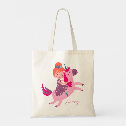 Schattige Sinaasappel Haired Meisje Rijden op een  Tote Bag (Achterkant)