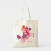 Schattige Sinaasappel Haired Meisje Rijden op een  Tote Bag (Voorkant)