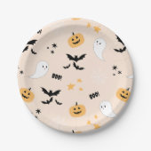Schattige Sinaasappel Halloween Boo Paper Borden Papieren Bordje (Voorkant)