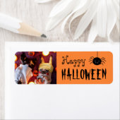 Schattige Sinaasappel Happy Halloween gepersonalis Etiket (Insitu)