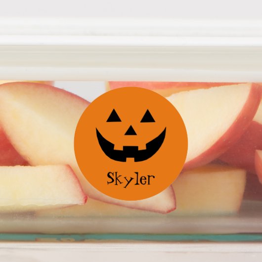 Schattige sinaasappel jack o lantaarn aangepaste n labels (Aangebracht)