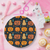 Schattige Sinaasappel Jack O Lantaarn Pompoen Hall Papieren Bordje (Feest)