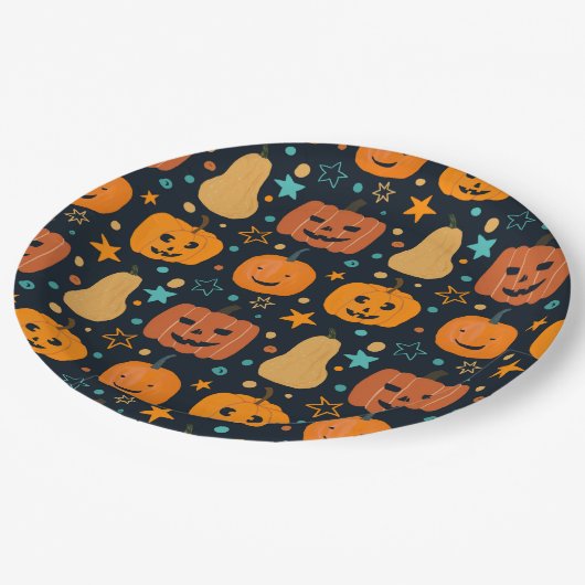 Schattige Sinaasappel Jack O Lantaarn Pompoen Hall Papieren Bordje (Gekanteld)