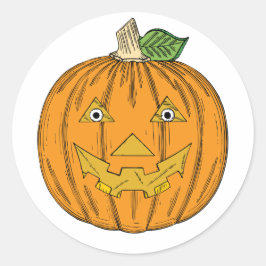 Schattige Sinaasappel Jack O Lantaarn Pompoen Ronde Sticker