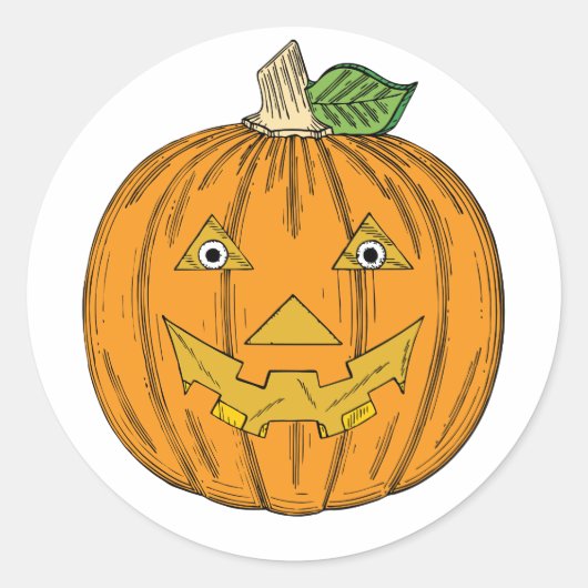 Schattige Sinaasappel Jack O Lantaarn Pompoen Ronde Sticker (Voorkant)