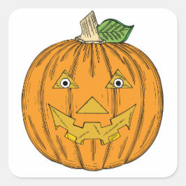 Schattige Sinaasappel Jack O Lantaarn Pompoen Vierkante Sticker