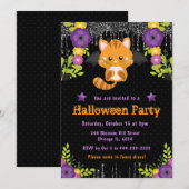 Schattige Sinaasappel kat bloemig Halloween feest Kaart (Voorkant / Achterkant)