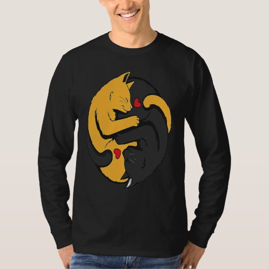 Schattige Sinaasappel Kat Zwarte Kitten Liefde Val T-shirt (Voorkant)