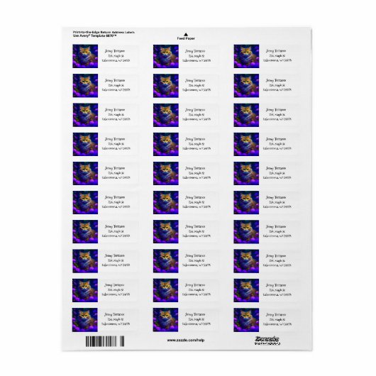 Schattige Sinaasappel Kitty Cat in Flowers Etiket (Full Sheet)