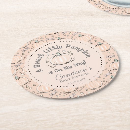 Schattige Sinaasappel Little Pumpkin Herfst Baby s Ronde Kartonnen Onderzetter (Gebogen)