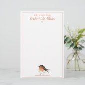 Schattige Sinaasappel Robin - Eenvoudig Elegant Briefpapier (Staand voorkant)