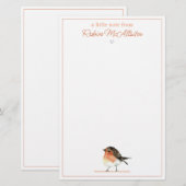 Schattige Sinaasappel Robin - Eenvoudig Elegant Briefpapier (Voorkant / Achterkant)