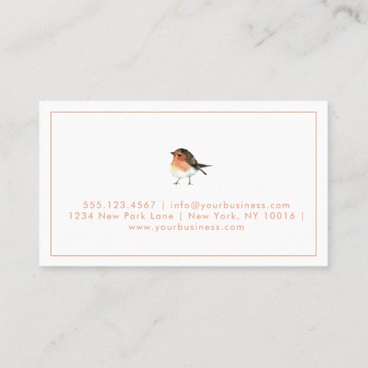 Schattige Sinaasappel Robin Redbreast - Custom Visitekaartje (Achterkant)