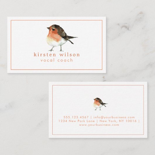 Schattige Sinaasappel Robin Redbreast - Custom Visitekaartje (Voorkant / Achterkant)