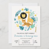 Schattige Sinaasappel roept alle feestdieren 1e ve Kaart (Voorkant)